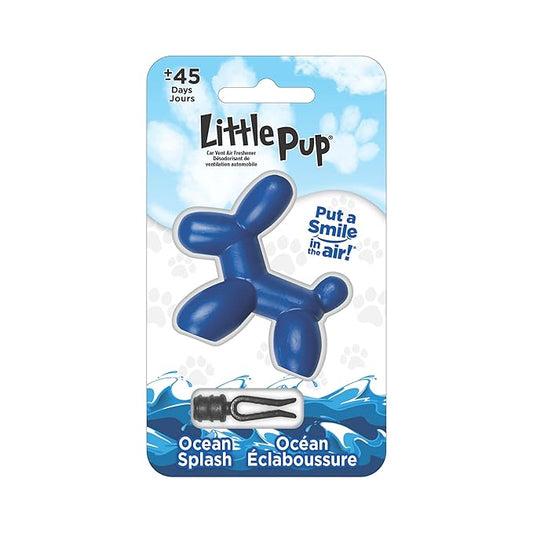 Little Pup 96603 Ocean Splash Scent, Car Air Freshener, Clips to A/C Air Vent, Alcohol-Free Fragrance Oil, Non-Hazardous and Non-Toxic Plastic, Set of 1