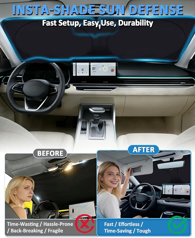 Sunshade for Fusion Windshield Sun Shade for 2013-2019 2020 2021 Ford Fusion Accessories Front Window Shield Cover Foldable Sun Visor Blocker Keep Car Cooler