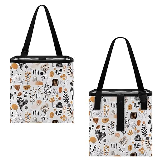 Boho Abstract Geometric Art Car Trash Can for Back Seat Car Accessories for Women Men Leakproof Auto Garbage Cans Hanging Trash Bin for Car Water-Resistant