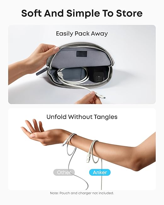 Anker Car Carplay Cable for iPhone 17 16 Pro Max Plus, Upcycled Braided USB A to USB C Car Charger Cord for Samsung Note20 and More(6FT,White) (Pack of 2)
