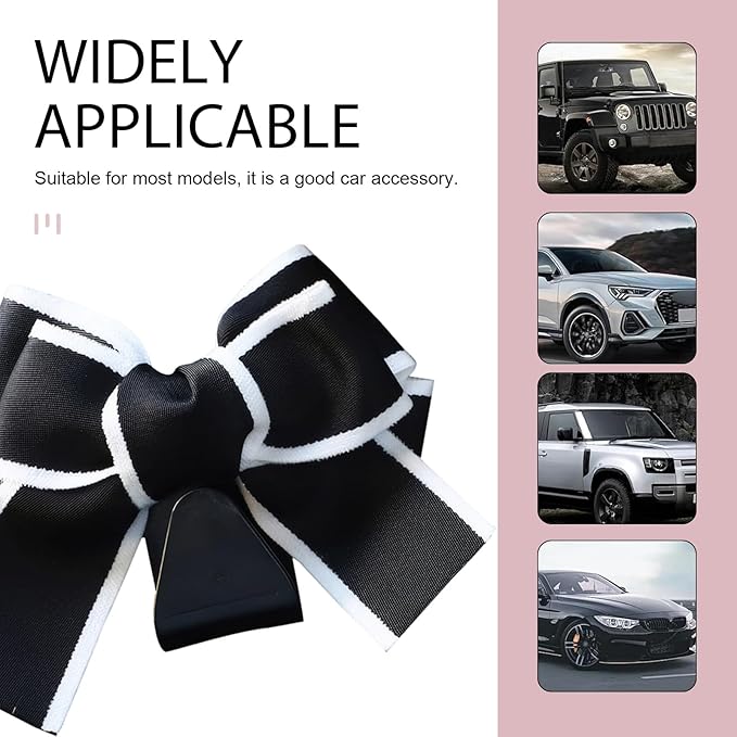 2PCS Car Seat Headrest Hooks, Car Purse Hooks, Cute Bow Shaped Auto Rear Seat Storage Hook Hanger for Purses and Bags, Auto Interior Decoration Accessory for SUV Sedan Truck (Black-White)