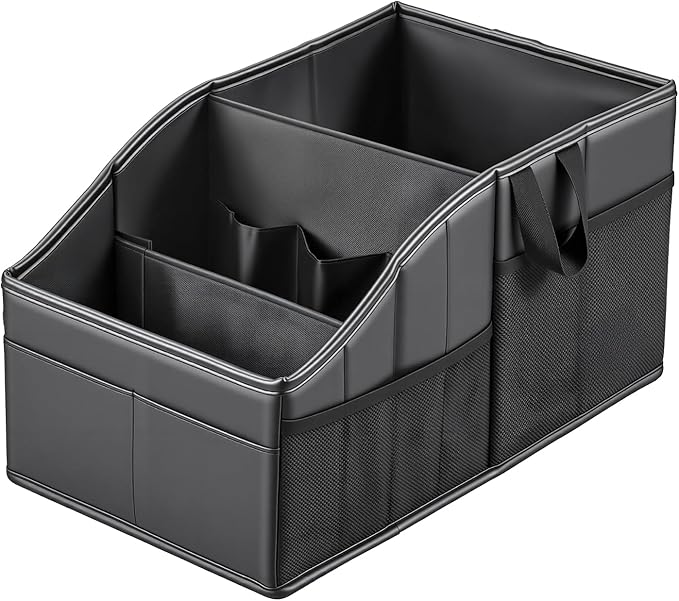 Car Storage, Sturdy Leather Car Backseat Organizers, Support Up to 33 LB of Weight Automotive Front Seat Organizer, Floor Organizer and Storage Used for SUV Truck Toy Snack Water Bottle Holder