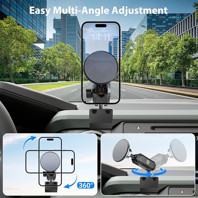Phone Mount for Toyota Tacoma 2016-2023, 3rd Gen Tacoma Magnetic Dashboard Phone Holder Fit for All Smartphone 360° Adjustable, Metal Material, Compatible With MagSafe, Toyota Tacoma Accessories