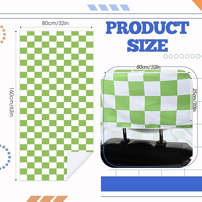 Hahafelt 2 Pack Car Seat Towel Covers with Storage Bag 63 x 32 Inch Athletic Running Towel Seat Sweat Washable Non Slip Cover Gift for Car Outdoor Sport Activities (Green and White Plaid)