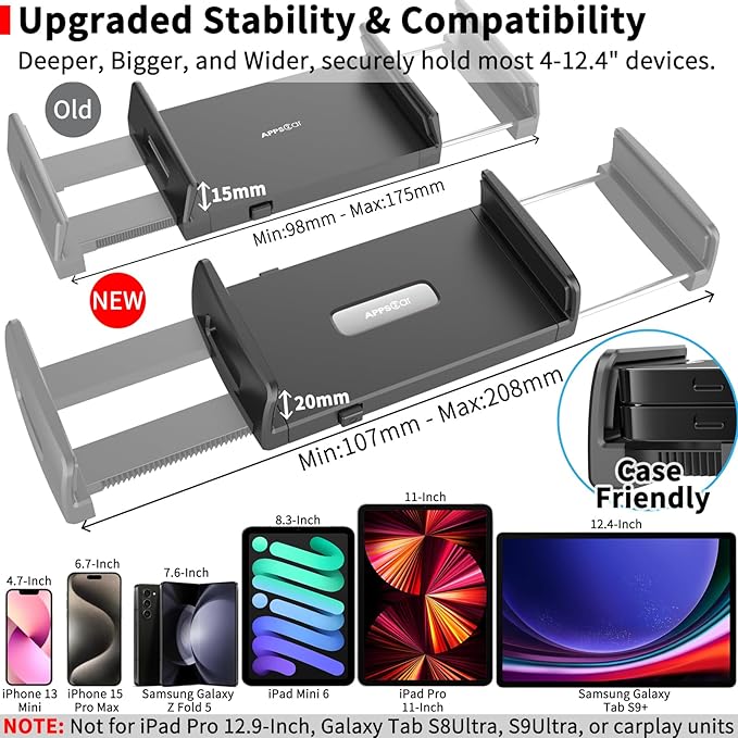 APPS2Car Tablet Car Mount for iPad Truck Holder Long Arm Extension Strong Suction Cup Windshield Mount for 7-11 Inch Tablet iPad Pro Air Mini iPhone