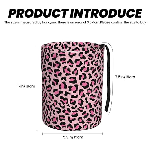 Car Trash Bag Leopard Print Pink Hanging Back of Seat Car Portable Trash Bag Leopard Print Pink Waterproof One-Handed Portable Strap Drawstring Garbage Bags 2 Pieces Car Coasters