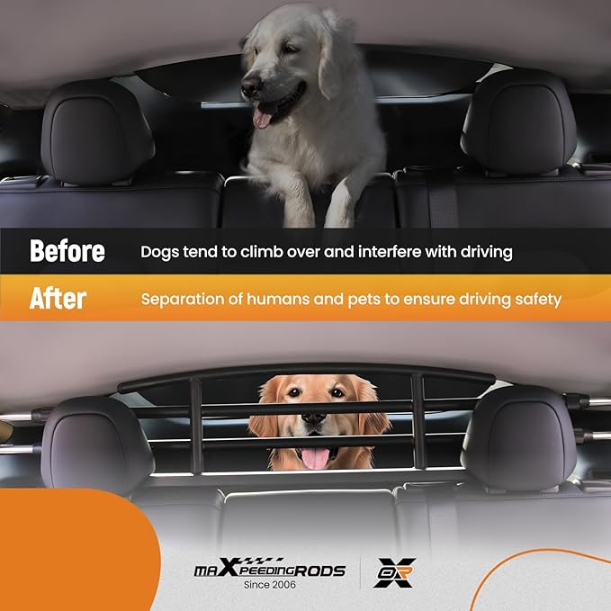 maXpeedingrods Dog Car Barrier for Tesla Model Y 2021 2022 2023 2024, Pet Barrier Heavy-Duty Metal Stainless Steel Dog Divider for SUV