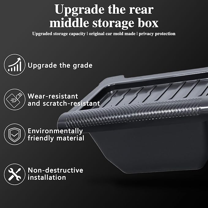 Rear Center Console Floor Storage Box for Tesla Model Y Juniper 2025 2026 Storage or Organizer 2nd Row Center Console Rubbish Bin Can TPE Material