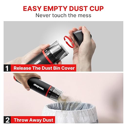 Shop-Vac 2-in-1 Car Vacuum & Air Duster, 14000Pa Blow/Suction Portable Cordless Vacuum, Mini Blower, Handheld & Lightweight with 6 Nozzles, Type-C Rechargeable for Auto/Home/Office