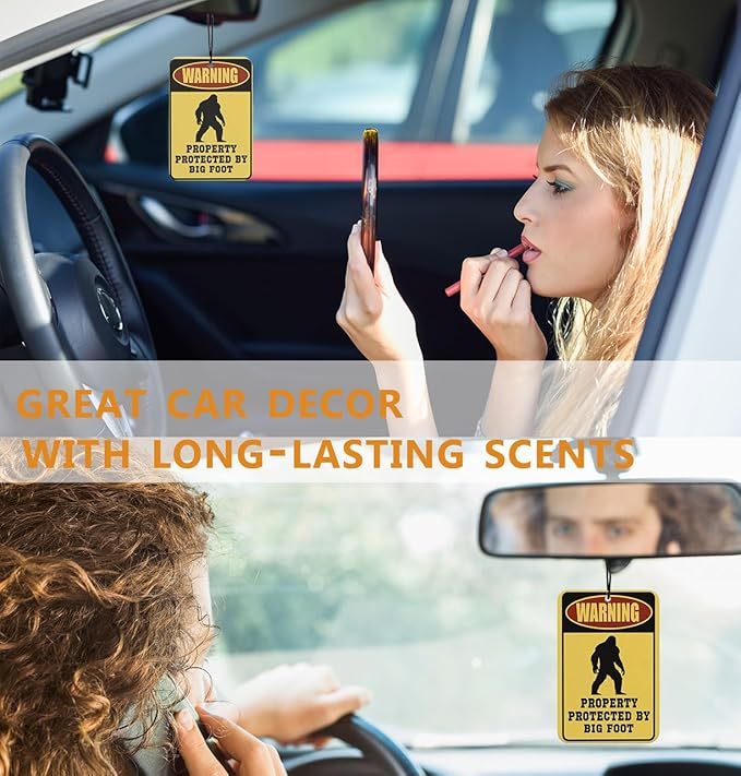 Funny Bigfoots Car Air Freshener Funny Car Accessories Interior 3pcs, Warning Property Protected by Big Foots Mirror Decor for Men Hanging Bigfoots Gifts Funny Guy Gifts for Cars(Black I)
