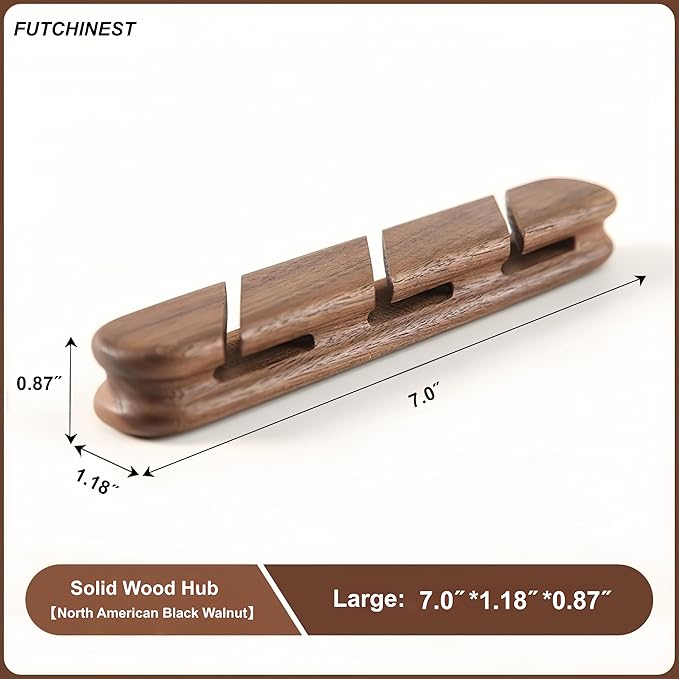 Solid Wood Cable Clips,Cord Organizer for Desk Cable Management with 3M Adhesive,Cord Holder for Nightstand,PC,Car,Office,Kitchen,USB Cable Holder Wire Organizer Cord Clips (Walnut)