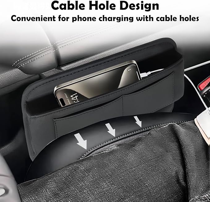 2 packs,Car Leather Seat Gap Filler Organizer and Front Seat Organizer,Center Console Organizer with Card Slots for Car Suv Truck,Fill The Gap Between Seat and Console,Store Phone,Credit Cards,Keys