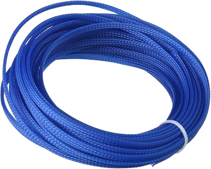 Aicosineg 32.81ft PET Flexible Braided Cable Sleeve 0.16inch Width Wire Loom Sleeving and Organizer Flexible Wire Mesh Sleeve Wrap Protector for TV Audio PC Cords from Pets Chewing Blue