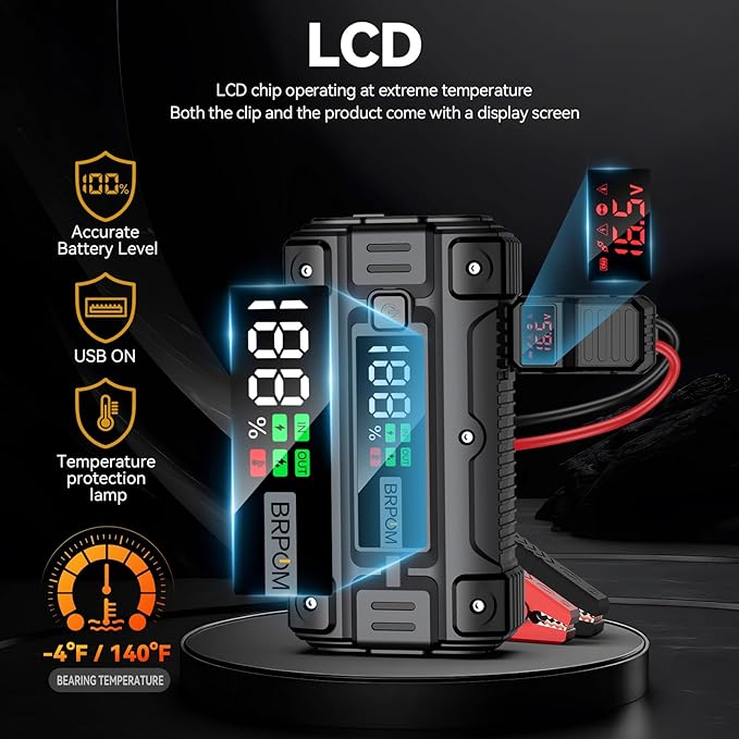 Car Jump Starter, 8000A Peak 26800mAh (Up to All Gas or 10.0L Diesel Engine, 50 Times) 12V Auto Booster Battery Charger Jump Box with Quick Charger Smart Jump Cables with LED Screen