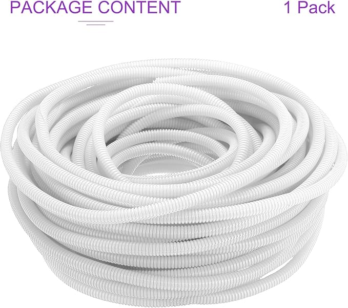 DMiotech 100ft Wire Loom Split Tubing 3/8 Inch(9.5mm) ID, Cord Protectors from Pet Flexible Conduit Cable Management for Office Home Garden, White