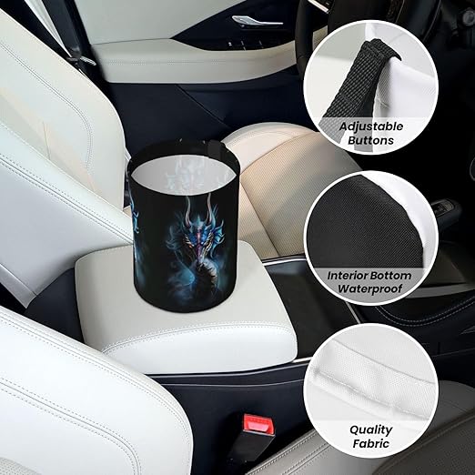Yellow Dragon Black Car Trash Can Leak Proof Hanging Waterproof Garbage Can Multipurpose Trash Bin for Car SUV Front Seat Headrest Collapsible and Portable Storage Pocket