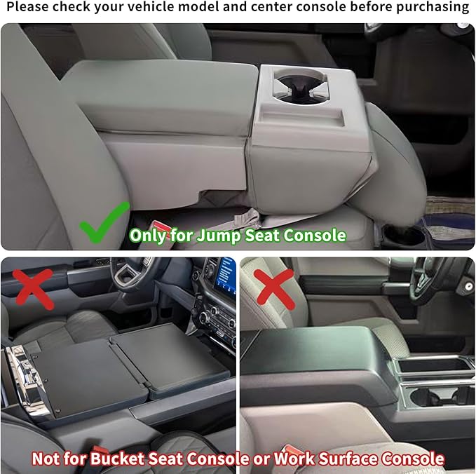 Zxiaochun Center Console Seat Headrest Organizer for 2011-2024 2025 Ford F150 F250 F350 F450 F550 F650 Accessories, Storage Tray with Non-Slip Rubber Mat (Jump Seat Only)
