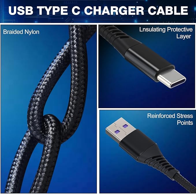 10 Pack Dual USB Car Charger and Type C Cable Set 24w Fast Charging, Aluminum Alloy Adapter with Nylon Braid Cables Compatible with USB Powered Devices