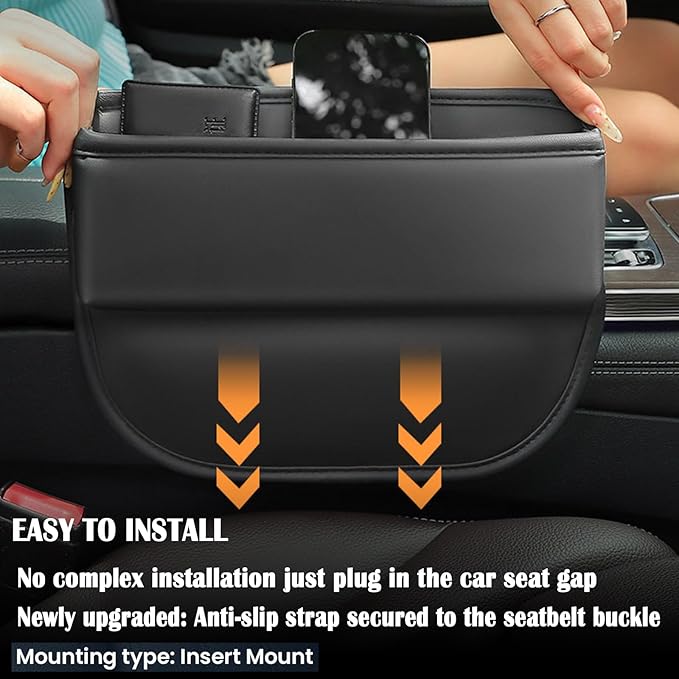 Car Seat Gap Filler 2 pack Car Gap Filler Seat Organizer Front Seat Leather Car Accessories for Women Men, Car Essentials for SUV Truck, Adjustable Seat Gap Filler Organizer (Black 2 pack)