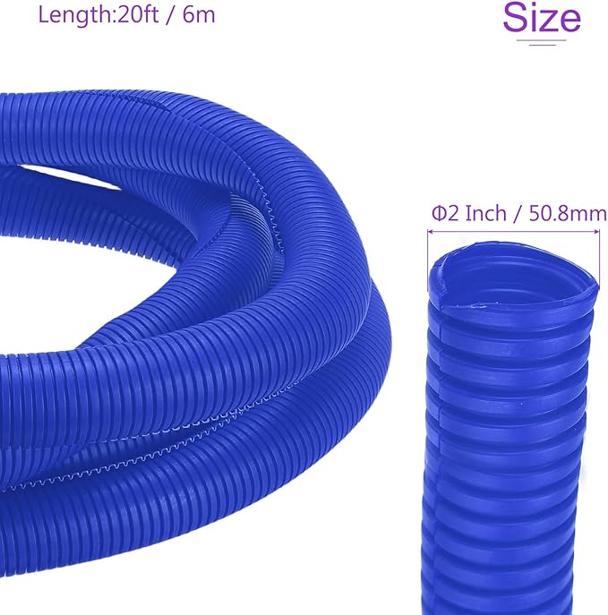 DMiotech 20ft Wire Loom Split Tubing 2 Inch(50.8mm) ID, Cord Protectors from Pet Flexible Conduit Cable Management for Office Home Garden, Blue