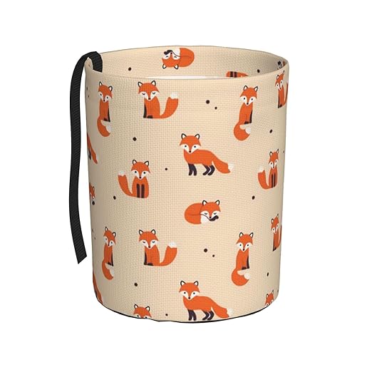 Vintage Cute Little Red Fox Car Trash Can Leak Proof Hanging Waterproof Garbage Can Multipurpose Trash Bin for Car SUV Front Seat Headrest Collapsible and Portable Storage Pocket