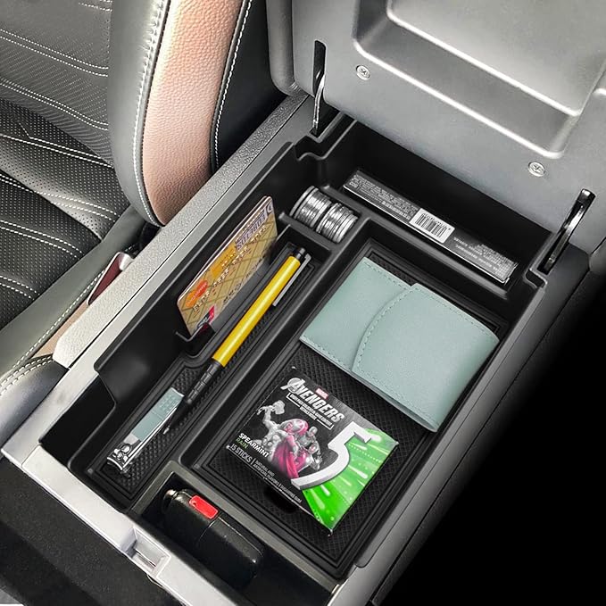 EDBETOS Center Console Organizer Tray Compatible with Nissan Pathfinder Accessories 2022 2023 2024 2025 2026 R53 Interior Secondary Armrest Storage Glove Box Divider ABS Material, Black Trim
