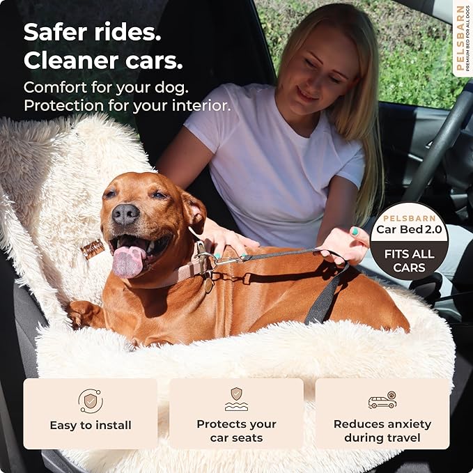 Pelsbarn Soft Comfortable Dog Protecting Car Bed 2.0 Small (Beige)