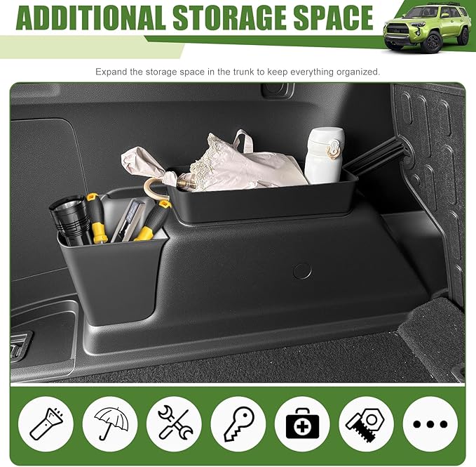 Trunk Organizer for 2010-2024 Toyota 4Runner 5-Seat 2nd Row(NOT Fit 7-Seat 3rd Row), Rear Trunk Storage Box Bin Cargo Tray for 10-24 4 Runner Interior Accessories(3Pcs Trunk Organizer)