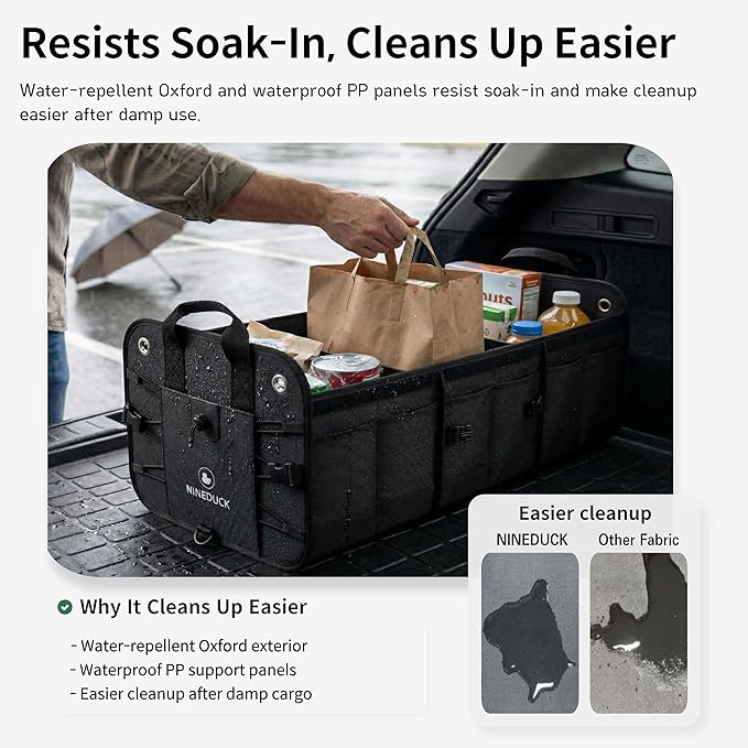 1680D Trunk Organizer with Lid, Extra-Large 114L Collapsible Cargo Organizer for SUVs, Trucks & Large Cargo Areas, Rigid PP Panels, 800D x 800D Weave, Water-Repellent, Anti-Sag Design