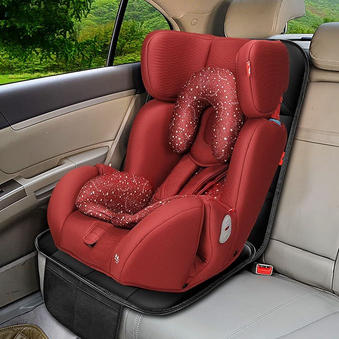 XHYANG Car Seat Protector 1 Pack Car Seat Cushion Mat Thickest Padding,Waterproof 600D Fabric Car Seat Covers for Non-Slip Backing Mesh Pockets for Baby and Pet (Brown, 1 Pc)