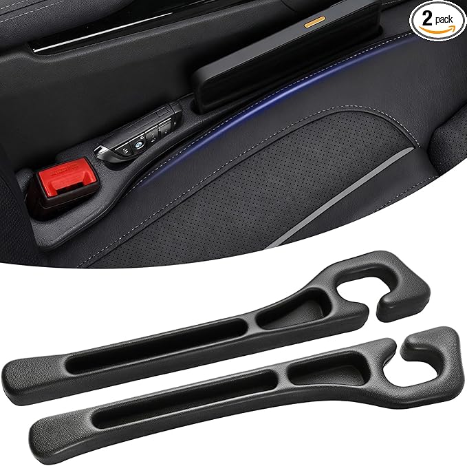 2PCS Car Seat Gapster, Car Seat Gap Filler for Filling Gaps Between Consoles, No Drop Seat Guard with Storage Slot, Black