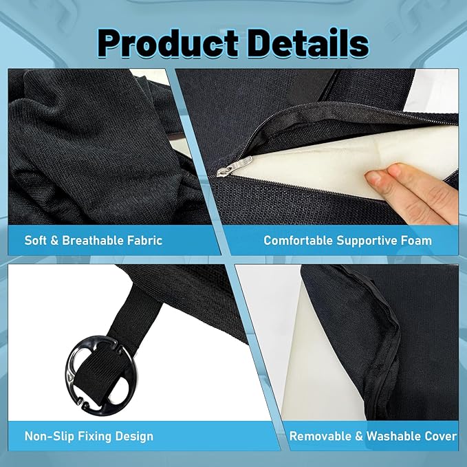 JZHLLA Car Seat Wedge Cushion 3Pcs, Comfortable Car Back Seat Gap Filler to Level Car Backseat, Automotive Foam Wedge Pad for Travel Truck Camping Office & Napping, Black