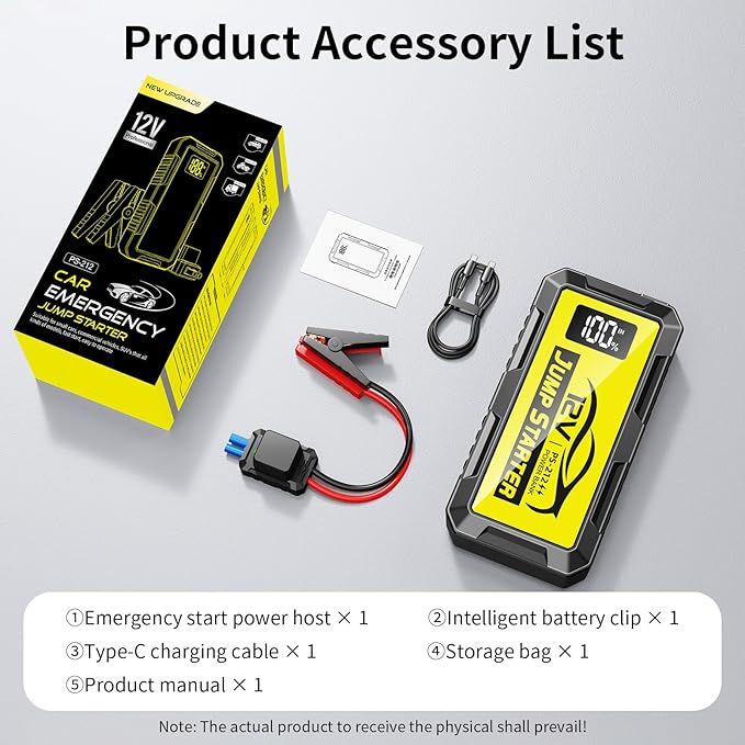 8000A Car Jump Starter, 12V Jump Starter Battery Pack (All Gas,up to 10.0L Diesel Engine) Jumper Cables Portable Lithium Jump Box, USB Output and LED Light