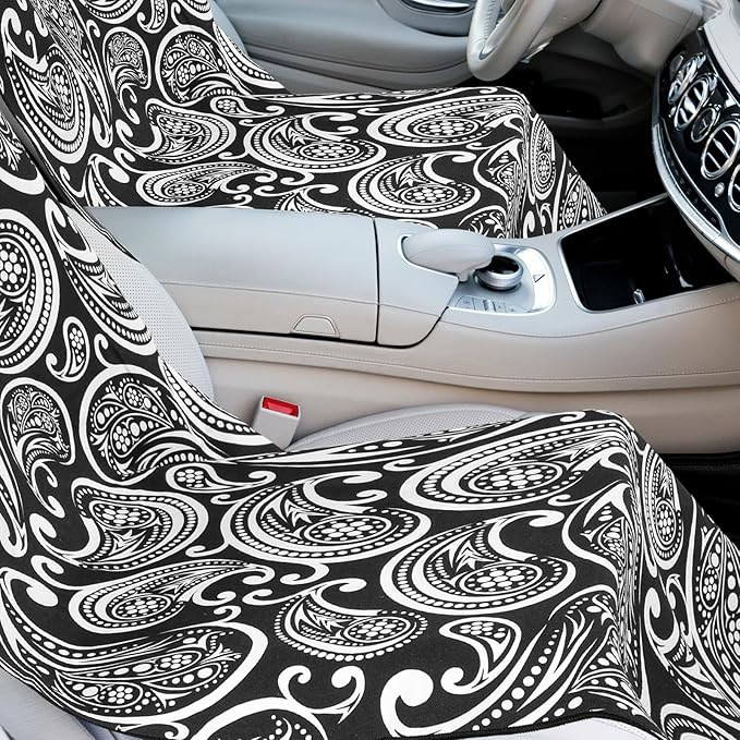 Hahafelt 2 Pack Car Seat Towel Covers with Storage Bag 63 x 32 Inch Athletic Running Towel Seat Sweat Washable Non Slip Cover Gift for Car Outdoor Sport Activities (Paisley)