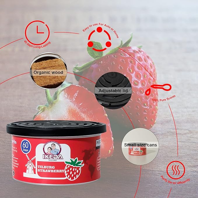Car Air Freshener: Tilburg Strawberry Scent | Car Scents | Odor Eliminator Essential | Long-Lasting | Strong Fragrance | For Home Closet | 1.5 Oz | Pack of 4…
