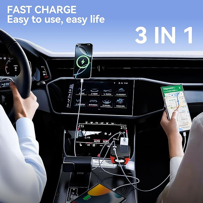 BESTEK 150W Power Inverter 12V to 110V Voltage Converter Car Charger Power Adapter with PD30W QC18W Dual USB Charging Ports