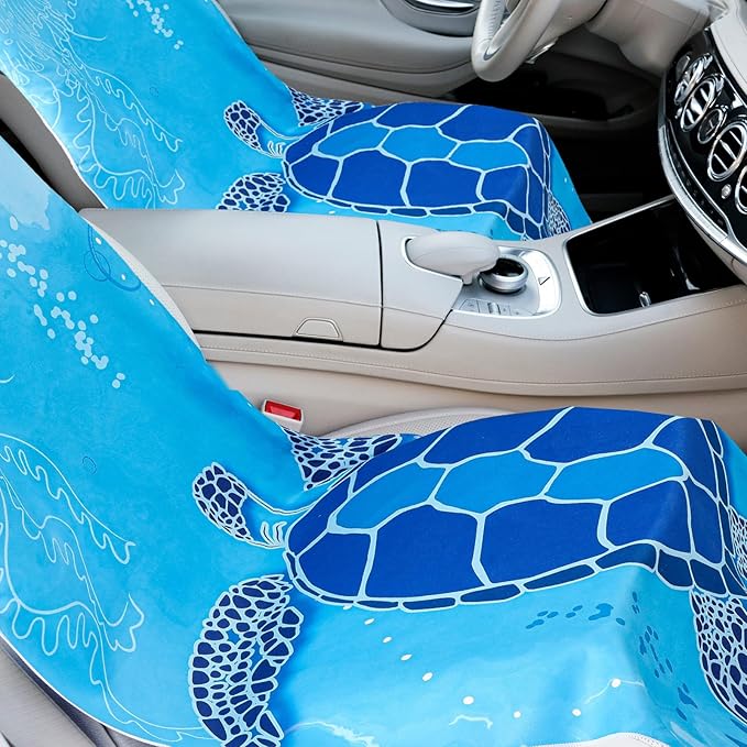 Hahafelt 2 Pack Car Seat Towel Covers with Storage Bag 63 x 32 Inch Athletic Running Towel Seat Sweat Washable Non Slip Cover Gift for Car Outdoor Sport Activities (Sea Turtles,Mandala)