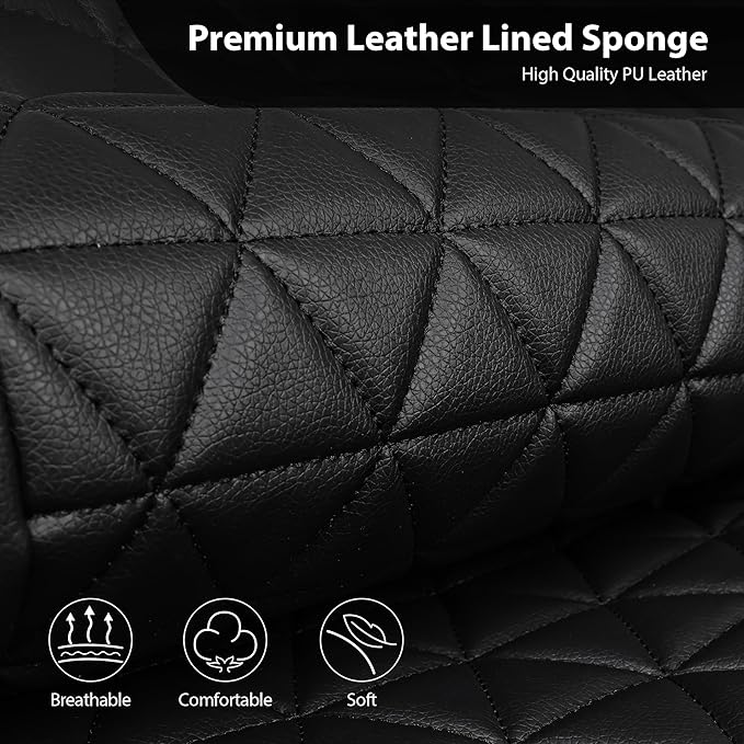 CAR PASS Bling Diamond Leather Car Seat Covers for 2 Front Interior Sets, Waterproof Shining Glitter Sparkly Crystal Universal Armrest Automotive Truck SUV Cute Women Girl, Black Multicolor Rhinestone