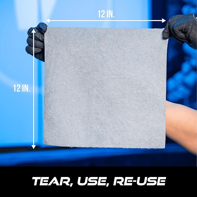 VIKING Microfiber Cleaning Cloth Roll, Reusable and Tear Away Microfiber Towels for House, Home, Garage, Car Cleaning Kit and Car Detailing Kit, 50 Pack, Grey, 12 inch x 12 inch