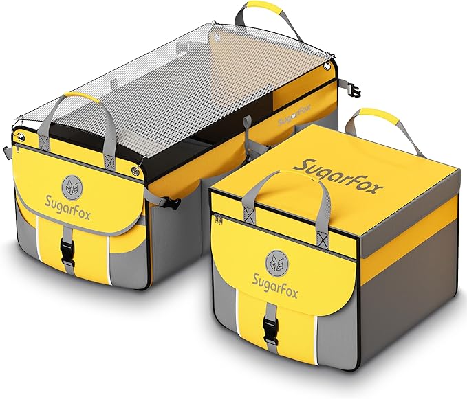 Car Trunk Organizer for SUV - 63L+26L Modular Storage, Heavy-Duty, Foldable Waterproof, Soft & Hard Covers, Non-Slip, Multi-Compartment, Yellow M006