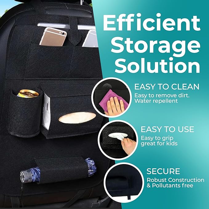 Backseat Car Organizer: Storage Solution with Tablet Holder for Kids, Travel Essentials & Road Trip Comfort”