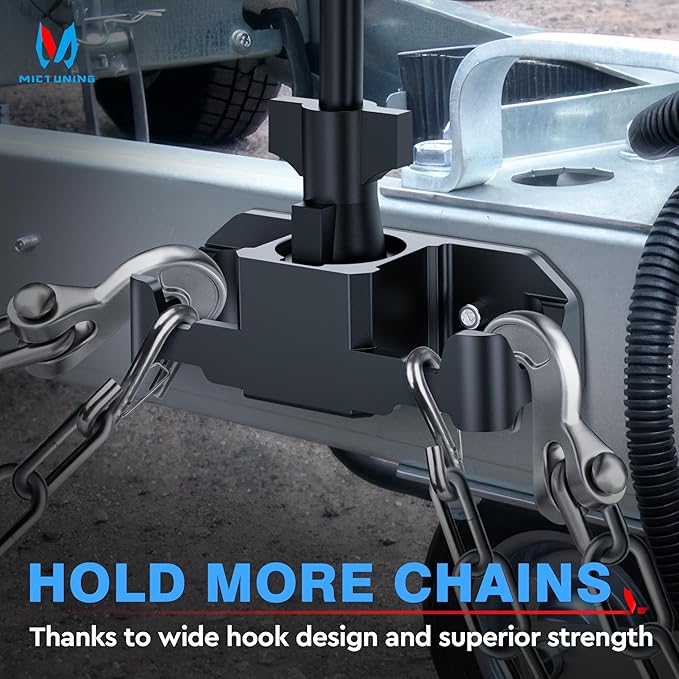 MICTUNING Trailer Towing Organizer for 7 Way Plug, Heavy Duty Side Hooks Chain Cable Wire Harness Holder, Anti-Rust Aluminum Metal RV Accessories