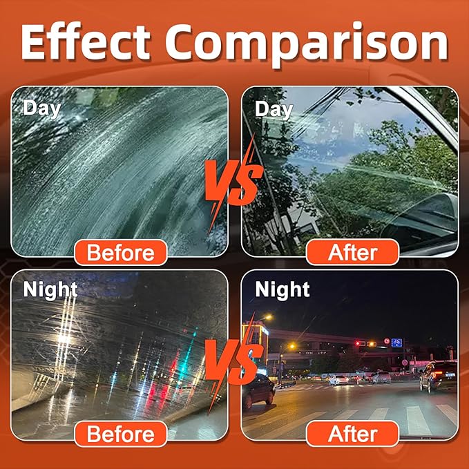 Automotive Oil Film Cleaning Brush for Car Windshield, Glass Emulsion Cleaner, 100g Roll-On Glass Oil Film Remover with Reusable Cleaning Board, Anti-Fog & Water-Resistant Coating for Safe Driving