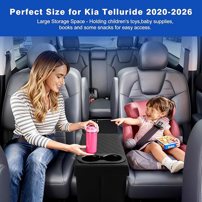 Shademax Custom for Kia Telluride Seat Organizer with Cup Holders Car Backseat Organizer for Kia Telluride 2020-2025 2026 Accessories Car Console Organizer for Kids Toys, Baby Supplies, Travel Dog Toy