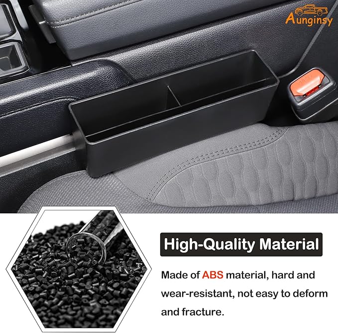 Aunginsy 2Pcs Car Seat Gap Filler Organizer Compatible with Toyota Tundra 2022-2025 2026, Car Front Seat Organizer Truck Side Seat Crevice Gap Filler Storage Box Between Seat & Console ABS Accessories