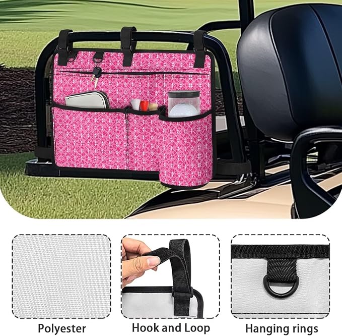 Golf Cart Storage Bag Non-Slip Golf Cart Rear Seat Organizer with 4 Pocket for Ezgo Yamaha Club Car and Other 2-Seat Golfs Carts