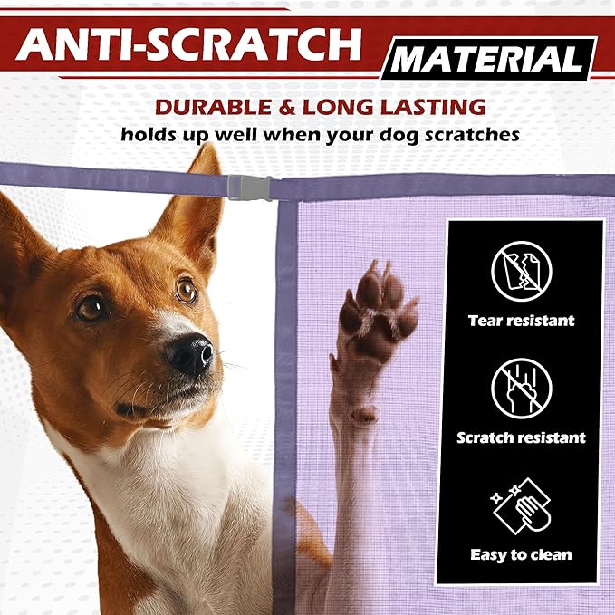Universal Dog Car Net Barrier – Sturdy Mesh, Easy Install, Breathable Design, Easy to Clean, Flexible Bungee Cords for Adjustable Fit 23"×23" (Purple)