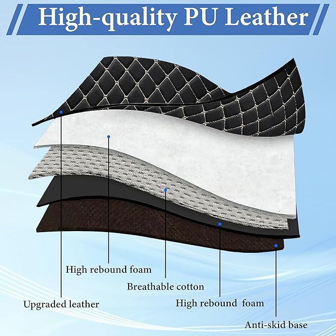 2PCS Leather Car Seat Cover, Front Bottom Seat Cushion Cover, Car Seat Cover, Front PU Leather Seat Covers, Anti-Slip and Wrap Around The Bottom with Storage Pocket Suitable for Most Vehicles (Grey)