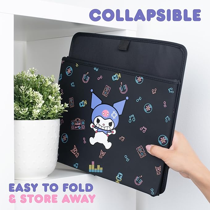 Sanrio Kuromi Car Trunk Organizer and Storage Bin - Collapsible Simple Compartment Convenient Heavy Duty, Fold Up for Easy Storage Box, Automotive Seat Cargo for Groceries Tools - 12.5L x 12.5W x 9H