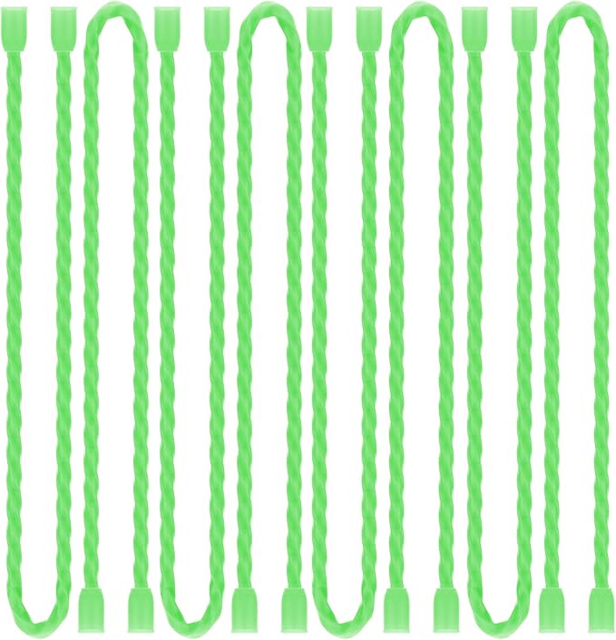 TRIPLE DEER 8Pcs 12-Inch Silicone Cable Ties Colorful Reusable Steel-Core Silicone Twist Gear Tie Straps for Bundling and Organizing, Bendable Holder Strap for Indoor and Out All Purpose, Bright Green